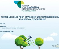 Coordination d'un webinaire sur la transmission d'entreprise (17 novembre 2020)