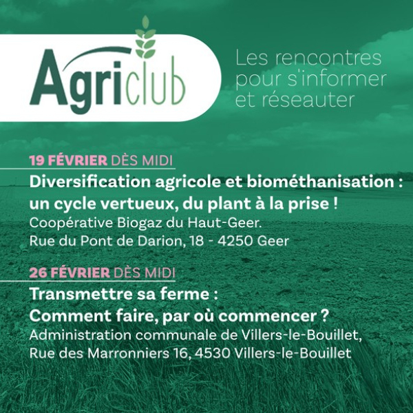 AgriClubs: l'agenda des prochains rendrez-vous agriculture